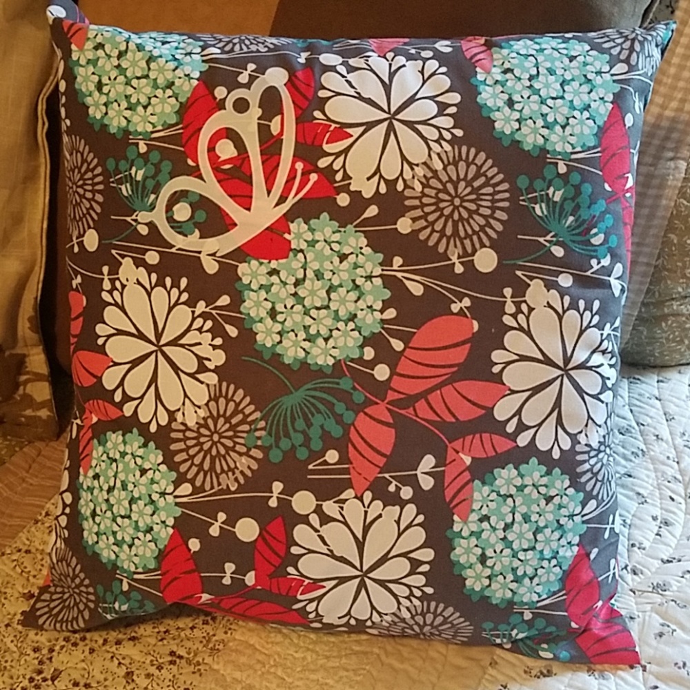 Butterfly and Floral Decorative Pillow